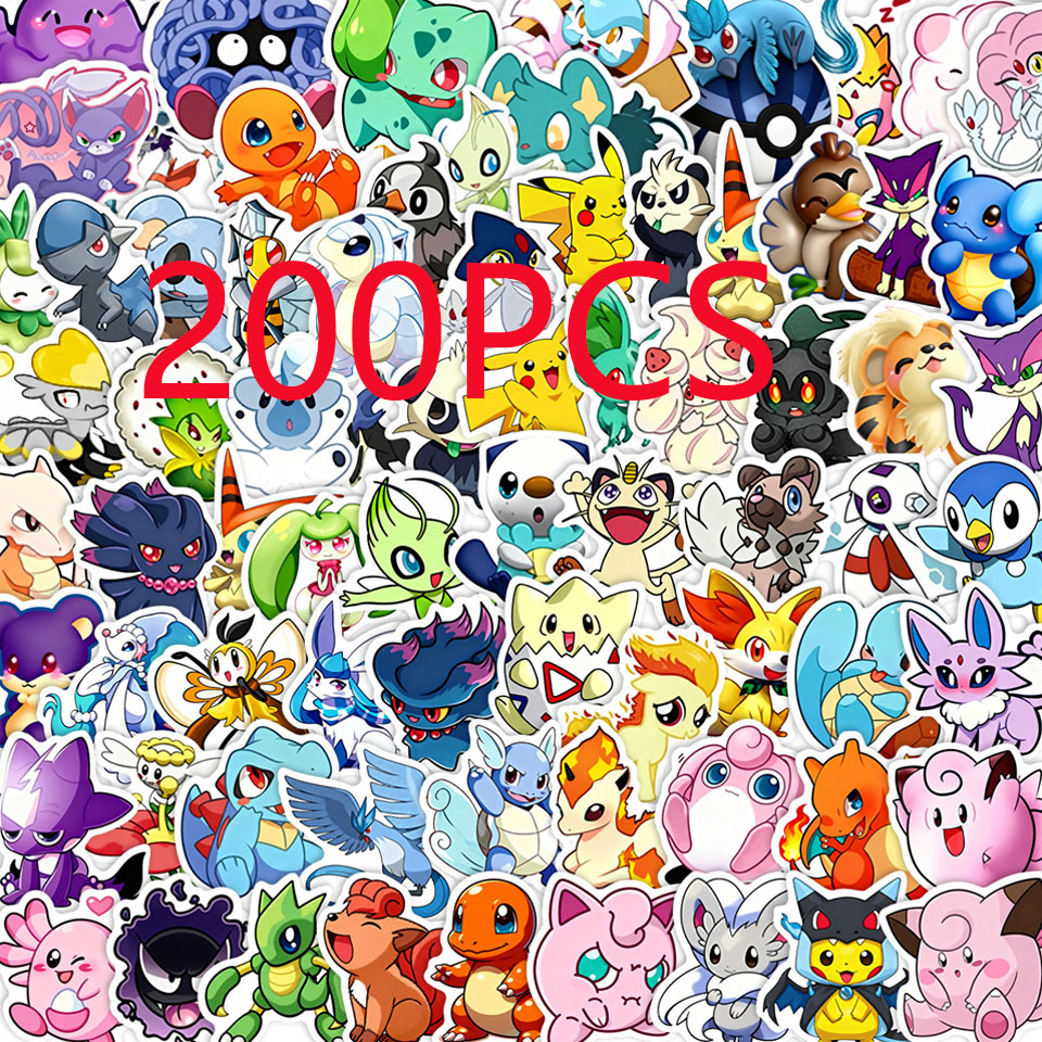 Laptop Accessories Toys - 100/200pcs Pokemon Anime Stickers Pikachu Kawaii