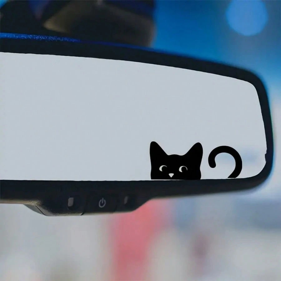 Cute Black Cat Peeker Vinyl De - Laptop Accessories Design ulasan dan harga