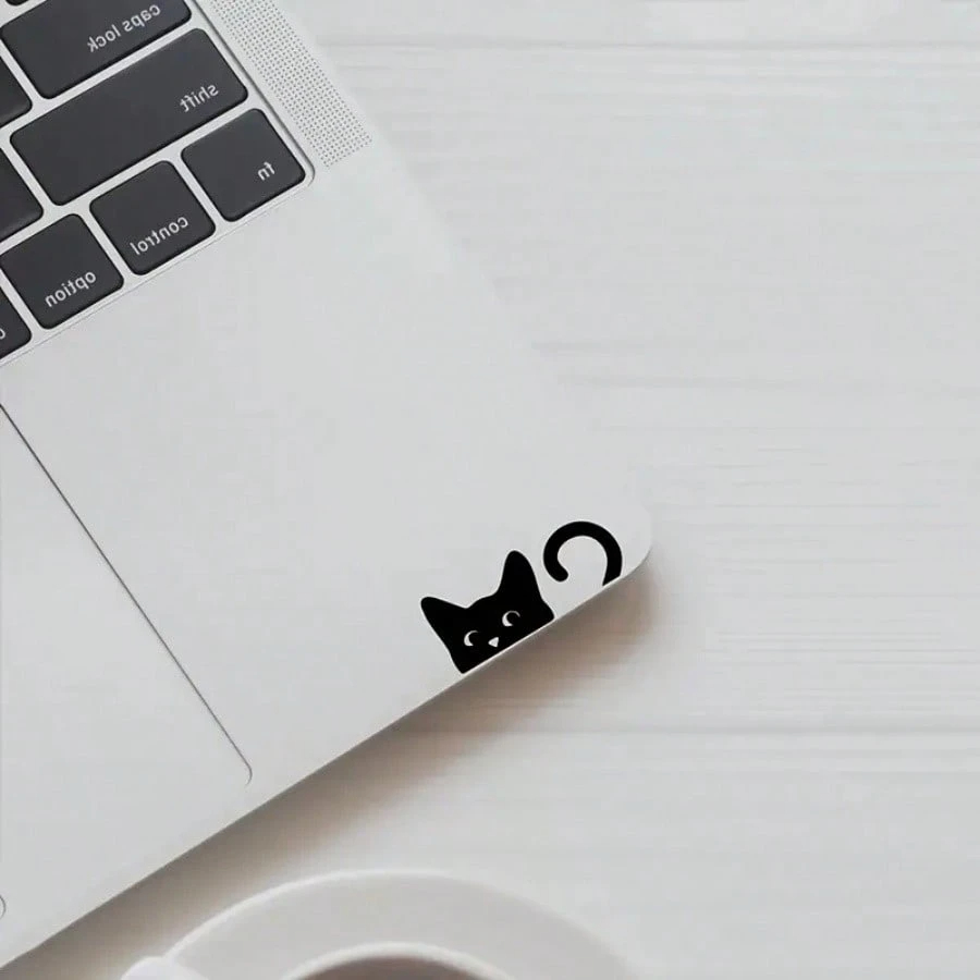 Cute Black Cat Peeker Vinyl De - Laptop Accessories Design ulasan dan harga
