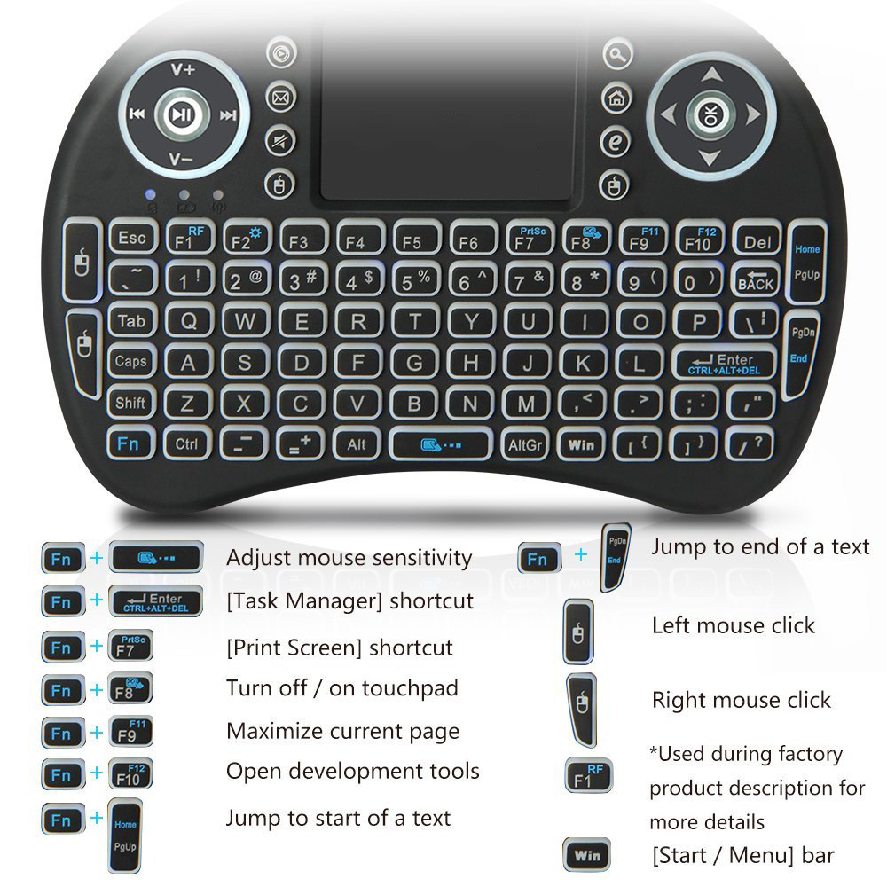 Backlit Mini Wireless Keyboard - Laptop Accessories Combo ulasan dan harga