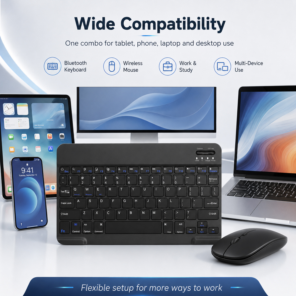 Bluetooth Wireless Keyboard Fo - Laptop Accessories Combo ulasan dan harga